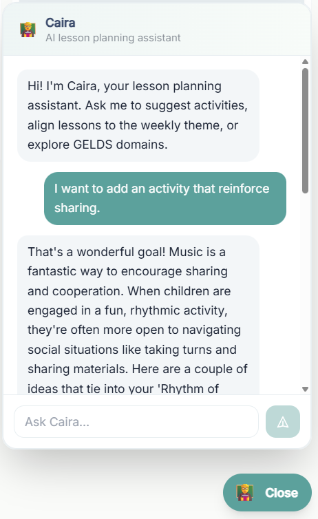 AI lesson planning assistant in the web portal